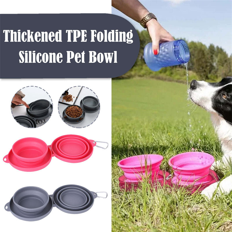 Collapsible Double Dog Bowl – Rubber, Travel-Friendly