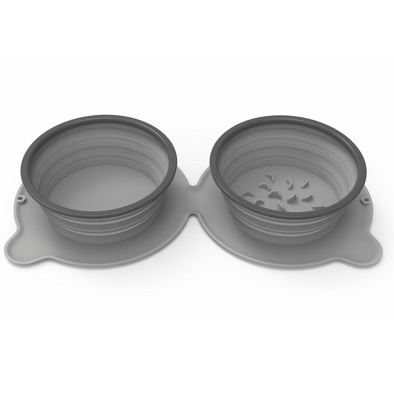 Collapsible Double Travel Bowl – Silicone, Non-Slip