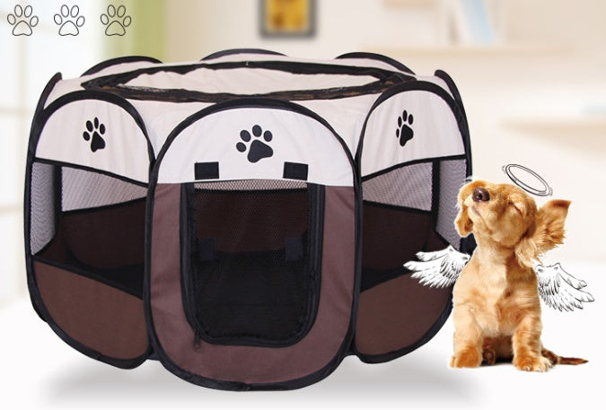 Foldable Octagonal Pet Playpen – Waterproof Oxford Cloth with Mesh Skylight