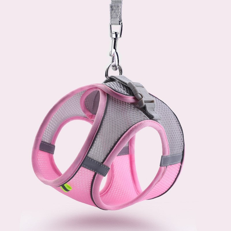 Reflective Dog Harness Vest with Leash – XXS–L