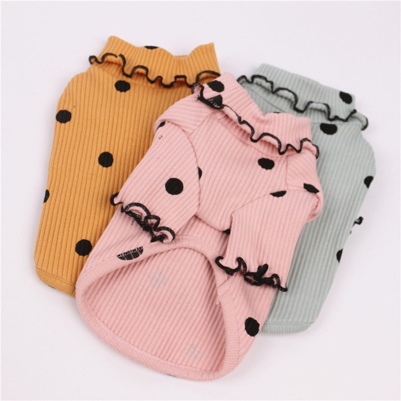 Polka Dot Turtleneck Dog Shirt – XXS–3XL