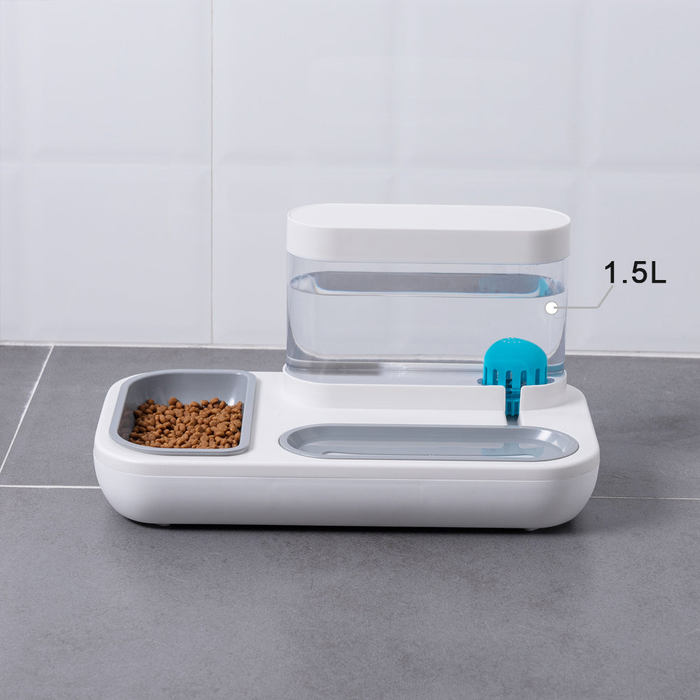 Automatic Pet Water Fountain with Double Bowl – 1.5 L, Blue or White