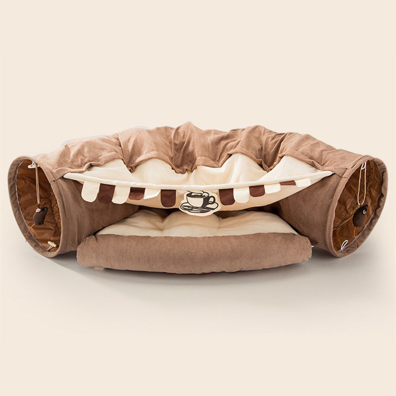 Collapsible Cat Play Tunnel – Washable Cloth, 4 Colors