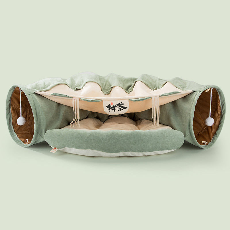 Collapsible Cat Play Tunnel – Washable Cloth, 4 Colors