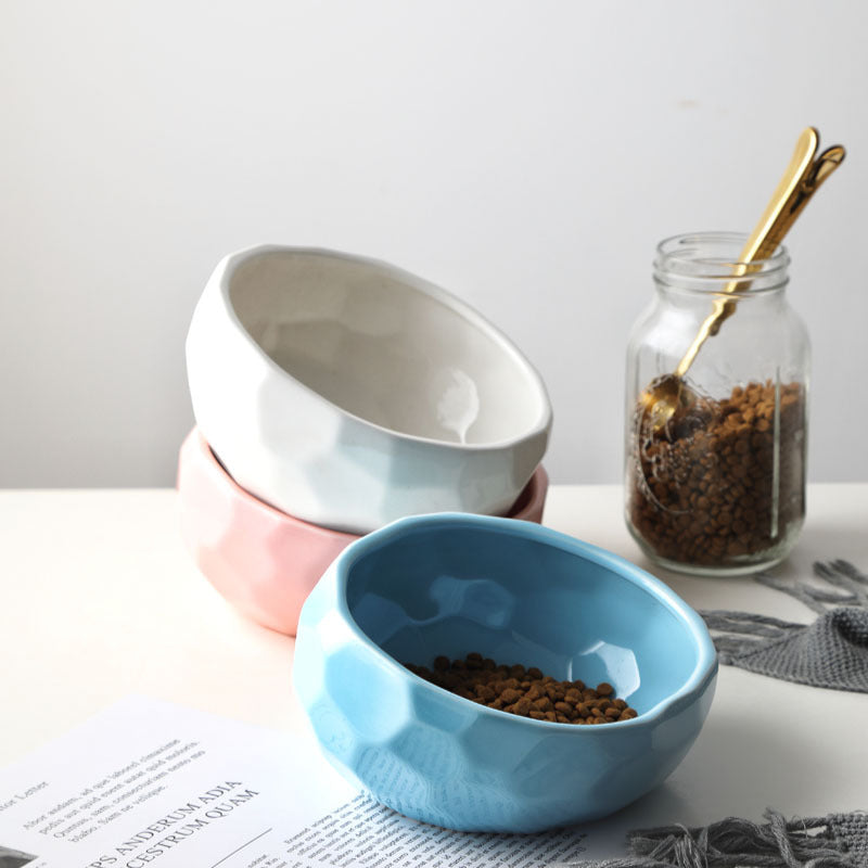Tilted Pet Food Bowl – Slanted Design, Blue, White or Pink