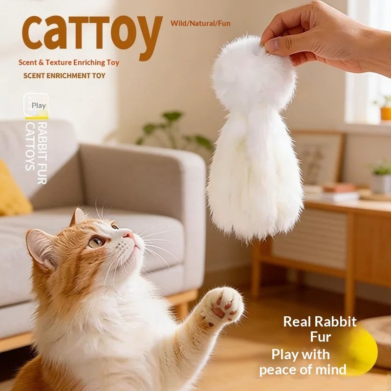 Fluffy Octopus Cat Toy – 18 cm, White, Gray or Brown
