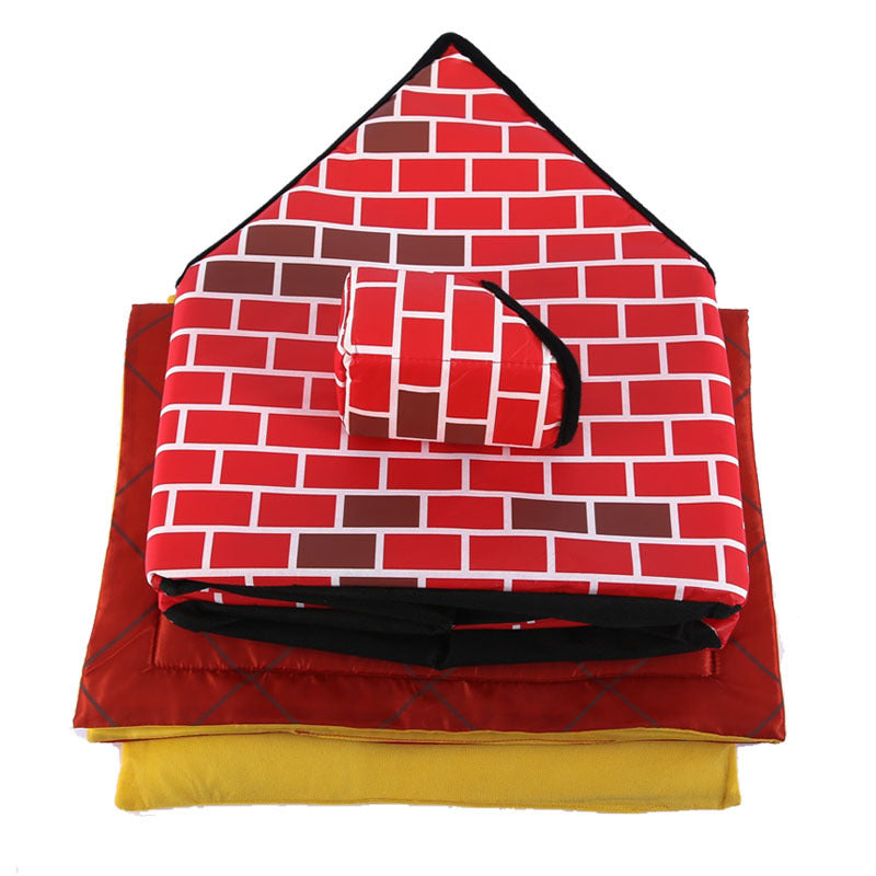 Brick House Cat Bed – Cozy Cloth Cabin, 39 × 40 × 44 cm