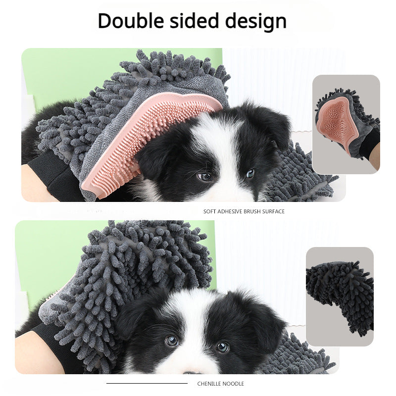 2-in-1 Pet Grooming Glove – Bath Brush & Massage