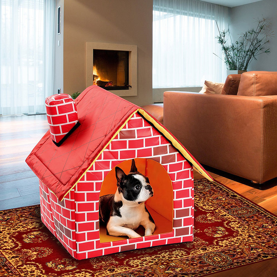 Brick House Cat Bed – Cozy Cloth Cabin, 39 × 40 × 44 cm