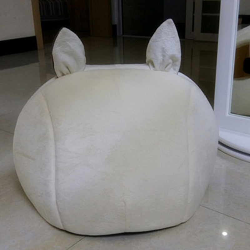 Cat-Shaped Plush Pet Bed – Dark Grey or White