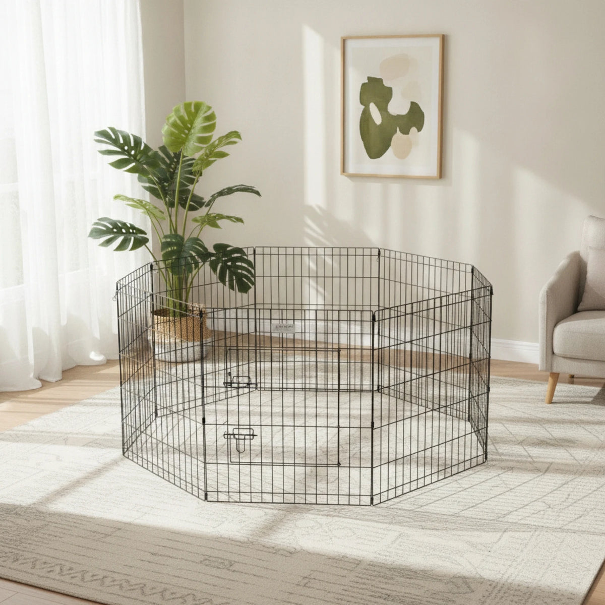 8-Panel Wire Pet Playpen with Door