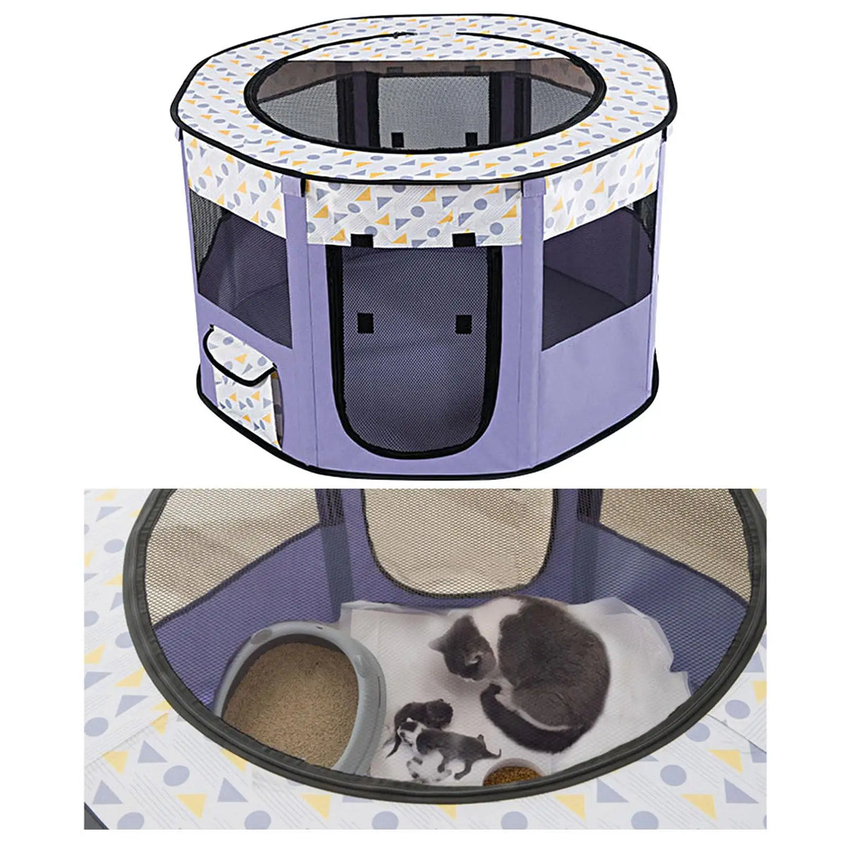 Foldable Mesh Playpen with Zip Top Cover