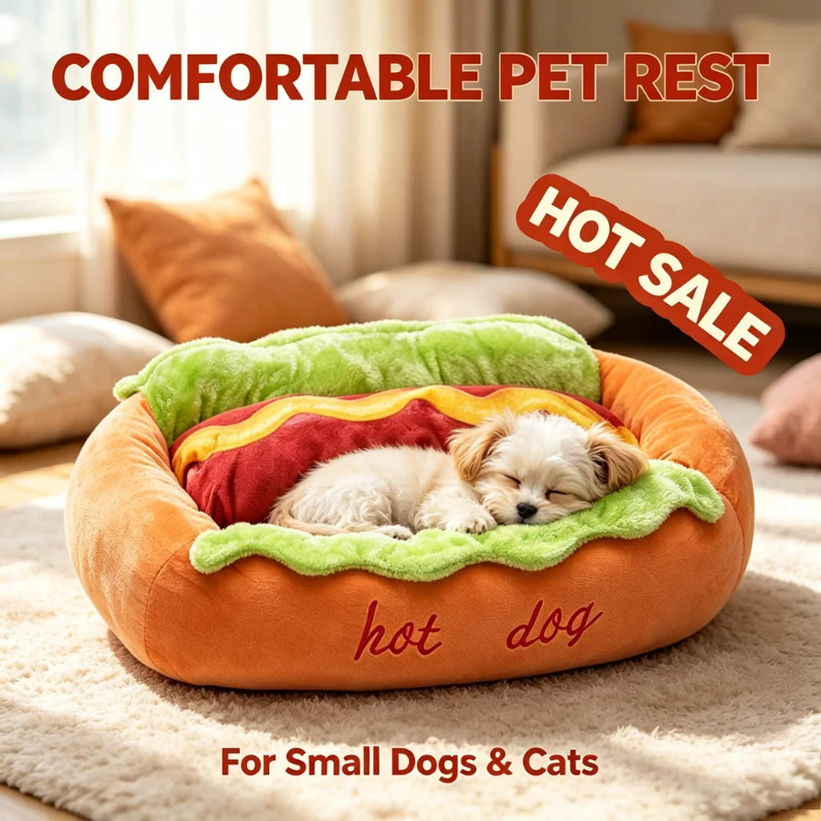 Hot Dog Pet Bed – Soft Fleece