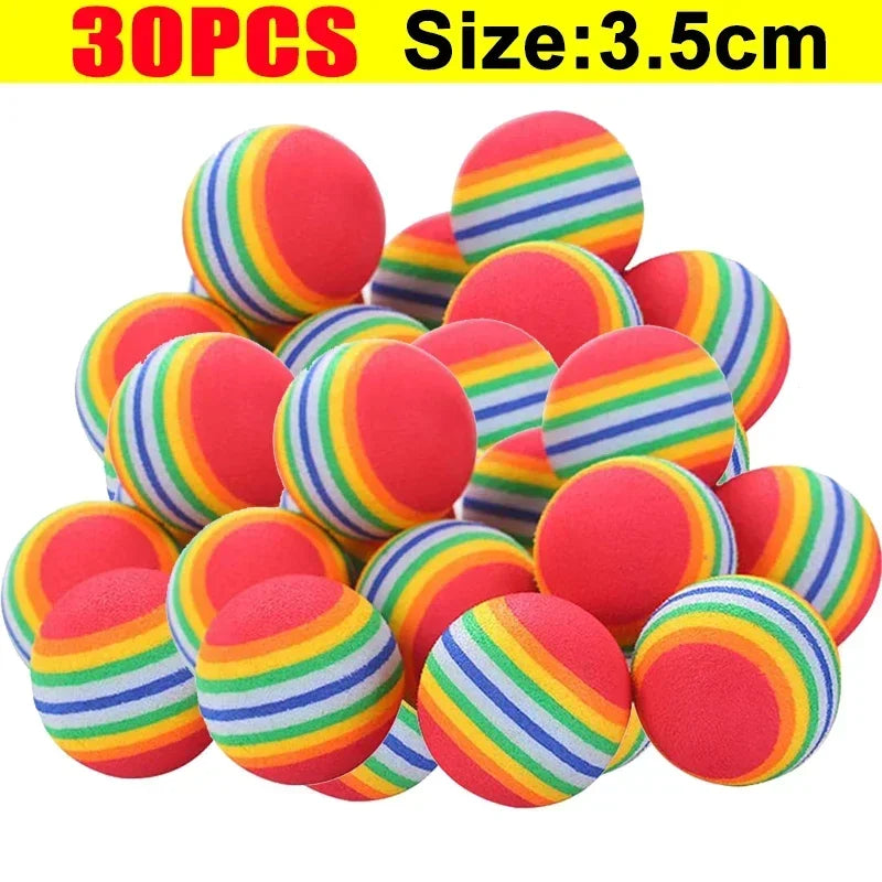 Soft Foam Play Balls for Cats – Rainbow EVA Balls, 10 to 100 Pack