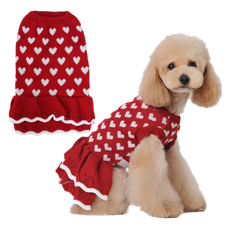 Heart Knit Dog Sweater – Soft Pullover for Dogs & Cats, XS–XXL