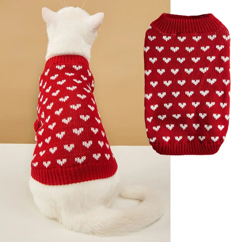 Heart Knit Dog Sweater – Soft Pullover for Dogs & Cats, XS–XXL