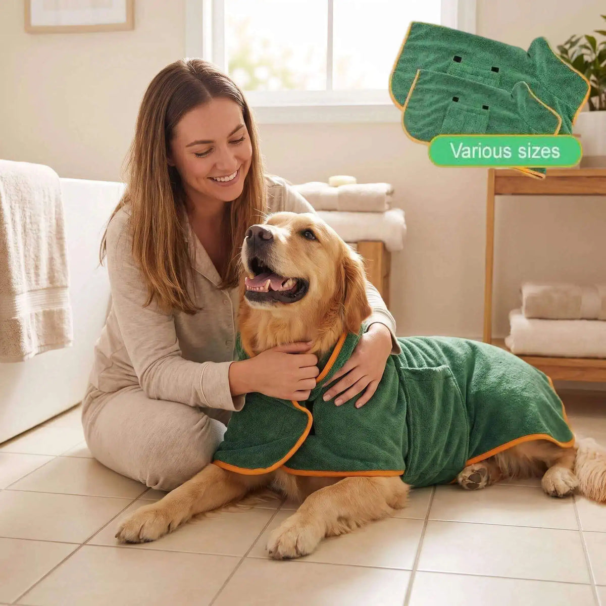 Dog Bathrobe Towel – Absorbent Quick-Dry Full-Body Wrap, XS–L