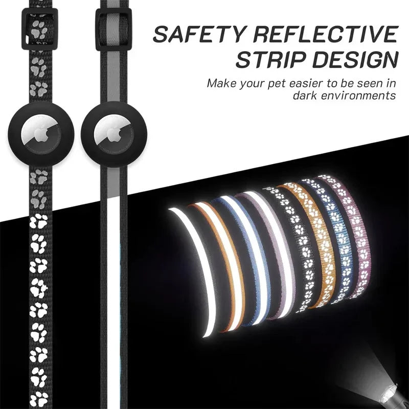 AirTag Cat Collar with Bell – Reflective