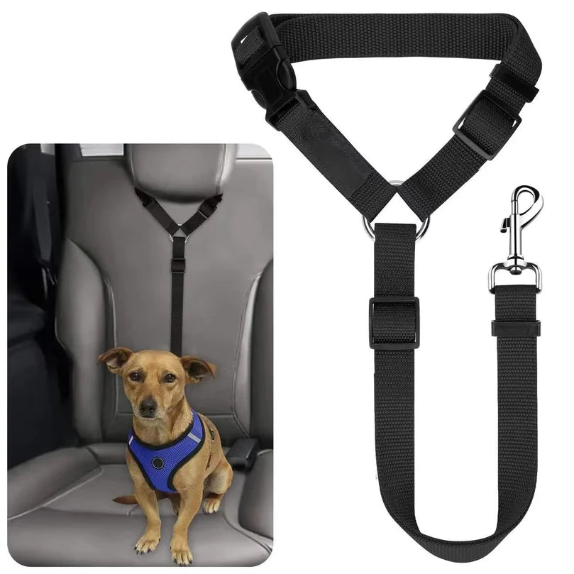 2-in-1 Dog Car Seat Belt & Short Leash – Adjustable Nylon
