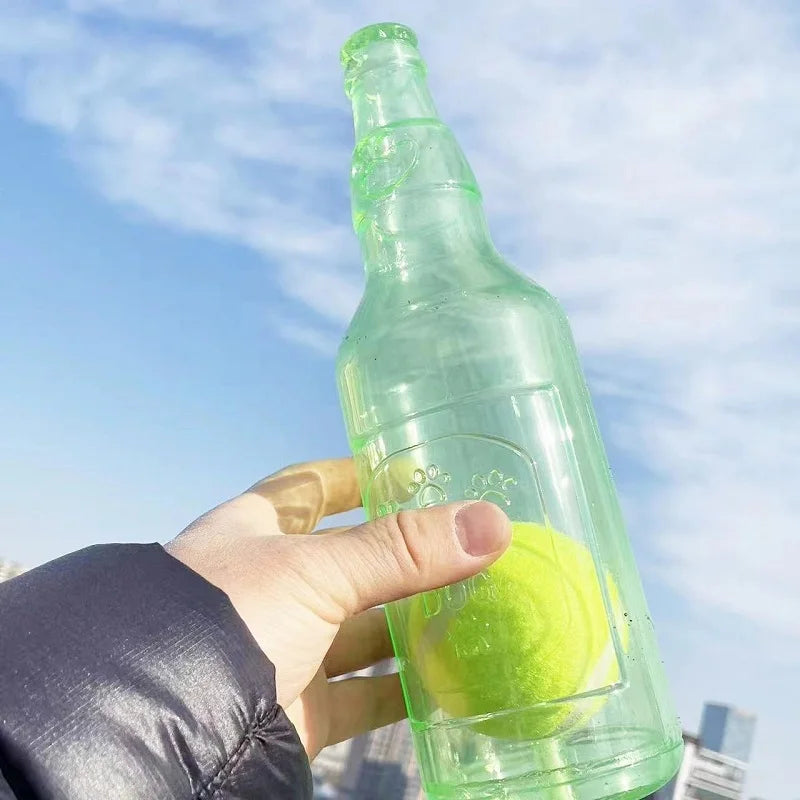 Beer Bottle Chew Toy with Tennis Ball