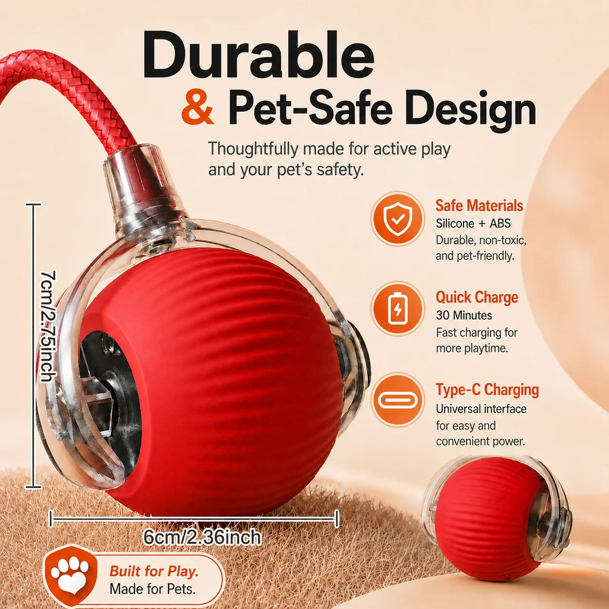 Smart Interactive Dog Ball – Rechargeable