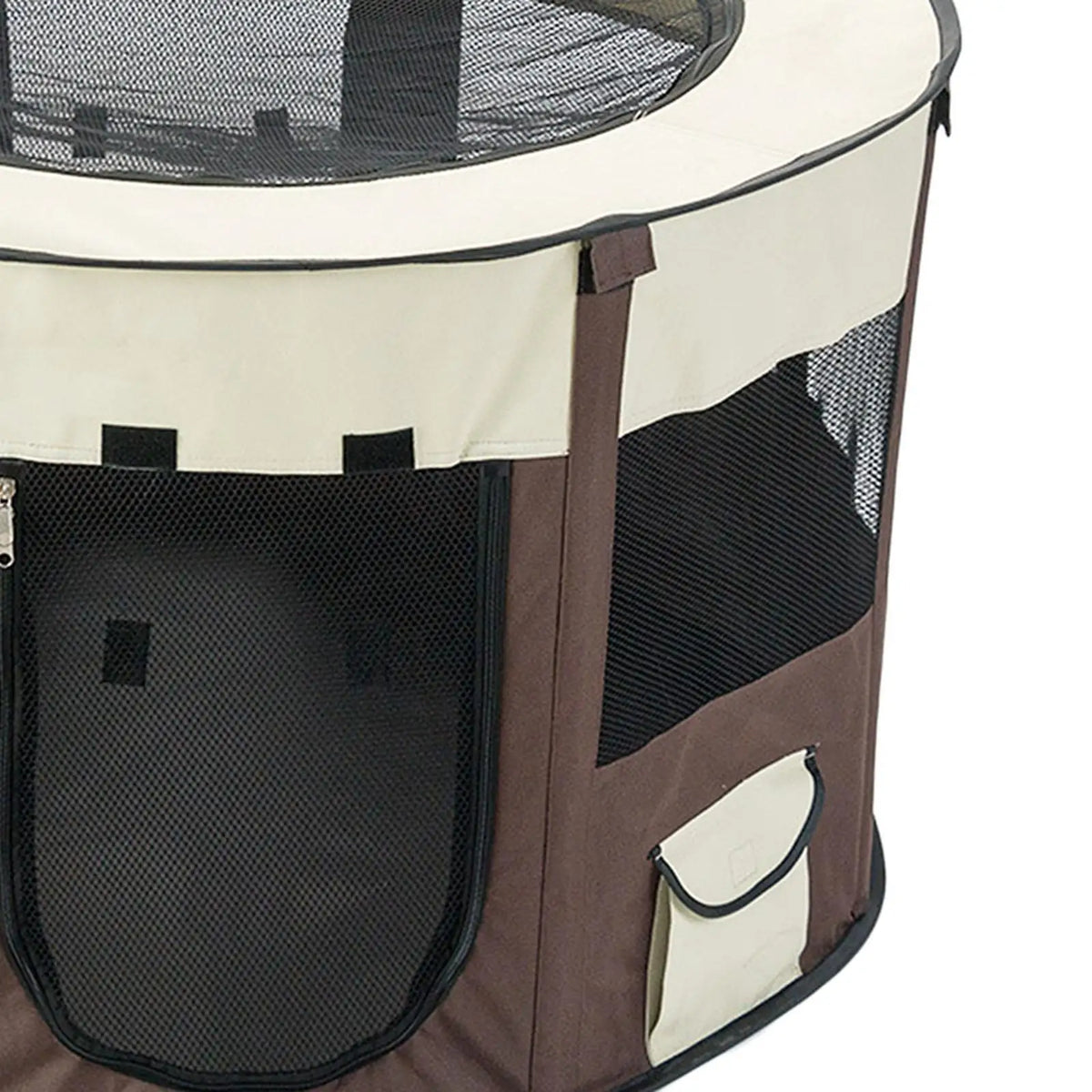 Foldable Mesh Playpen with Zip Top Cover