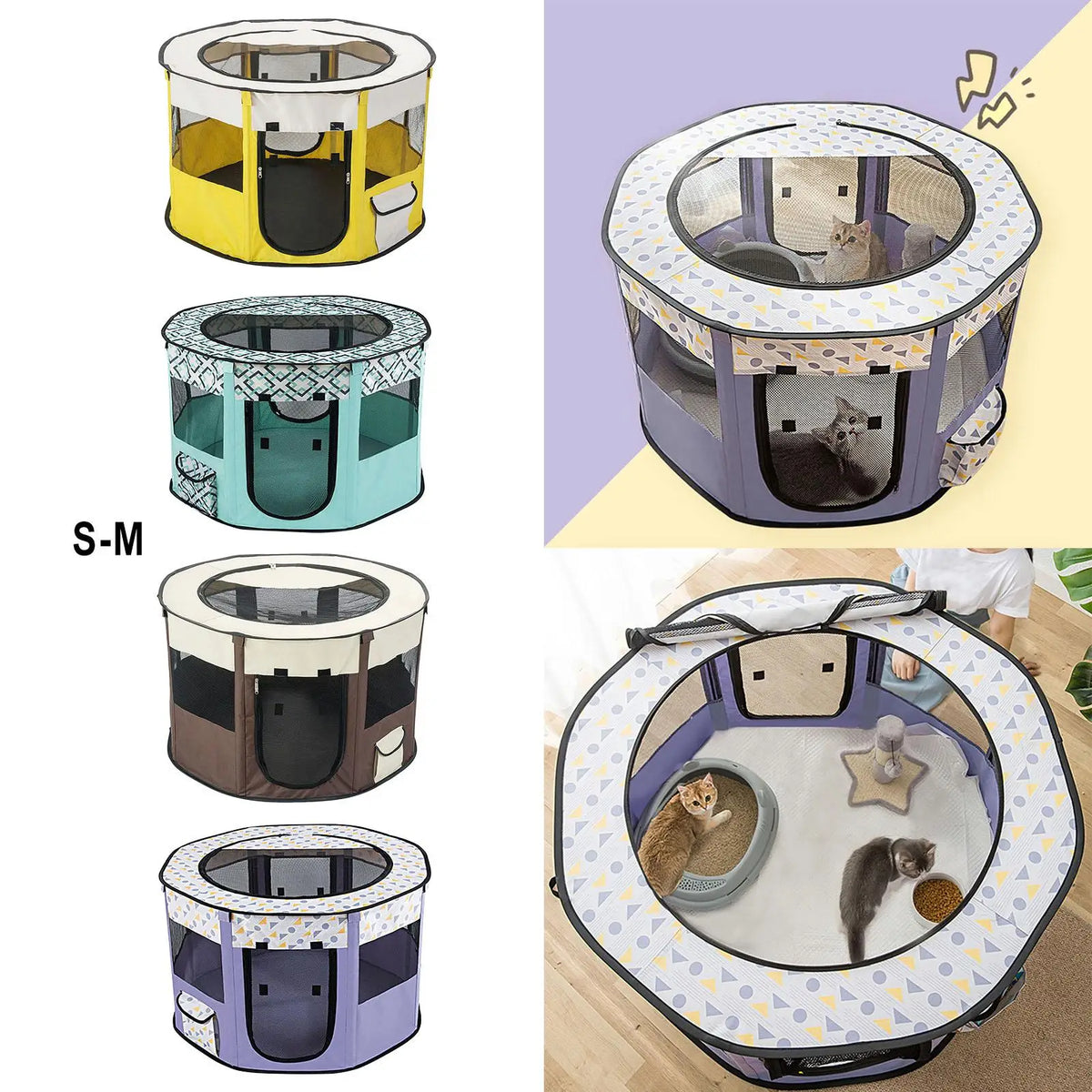 Foldable Mesh Playpen with Zip Top Cover