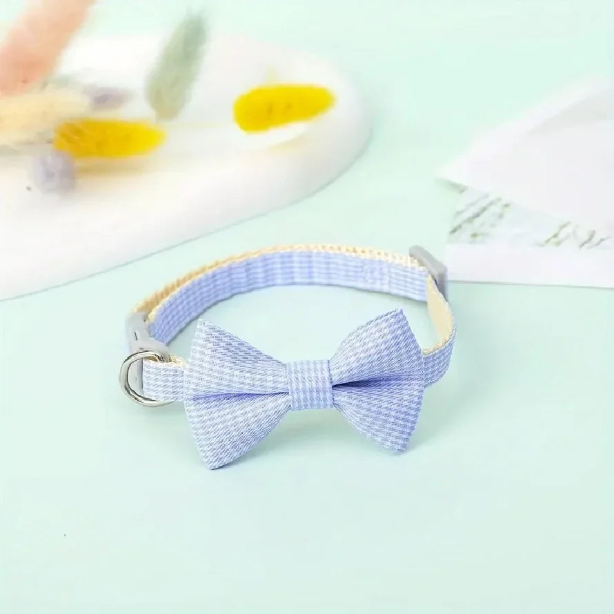 Plaid Bow Tie Cat Collar – Adjustable, 3 Colors