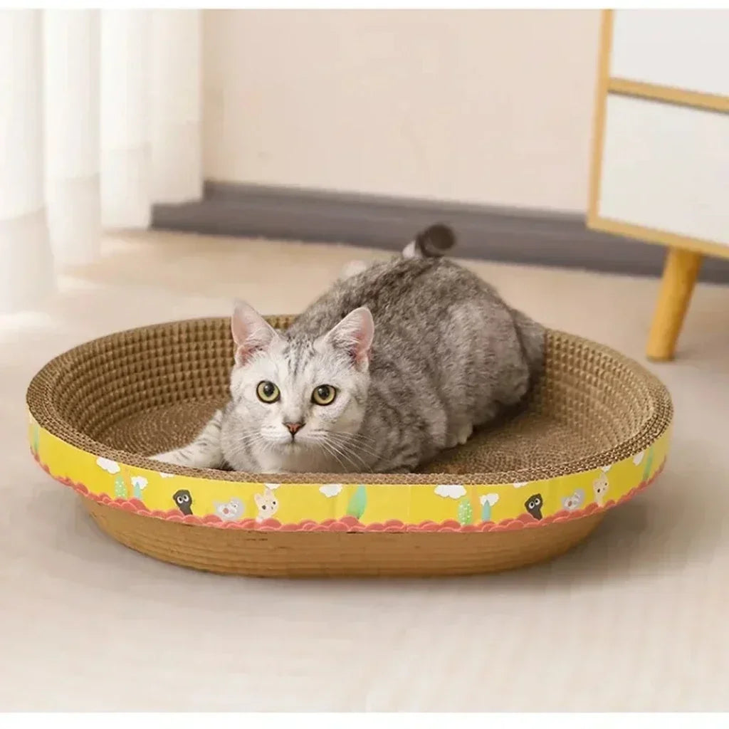 Oval Cardboard Cat Scratcher Bed