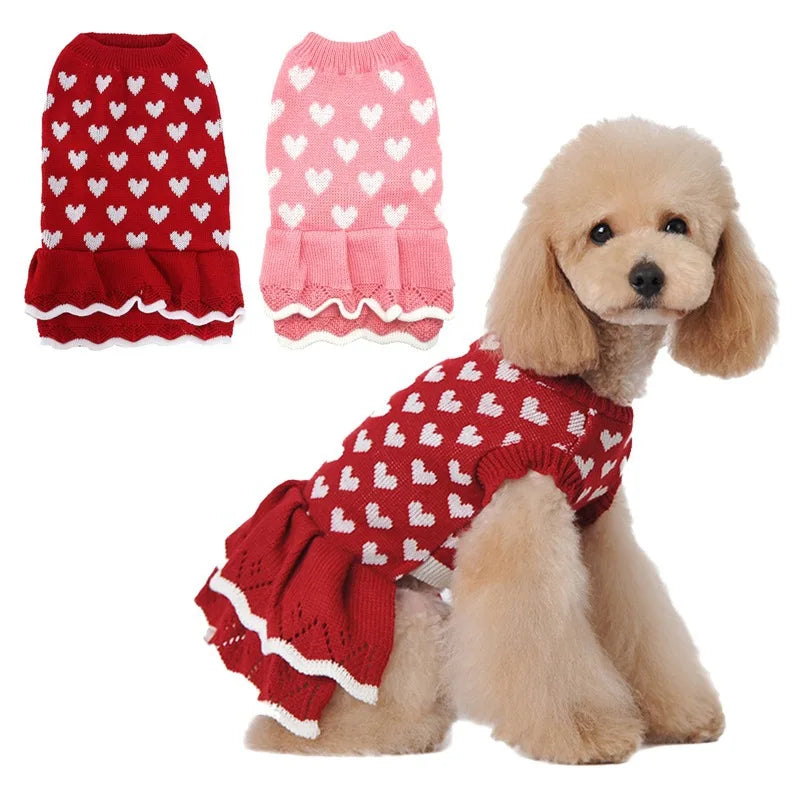 Heart Knit Dog Sweater – Soft Pullover for Dogs & Cats, XS–XXL