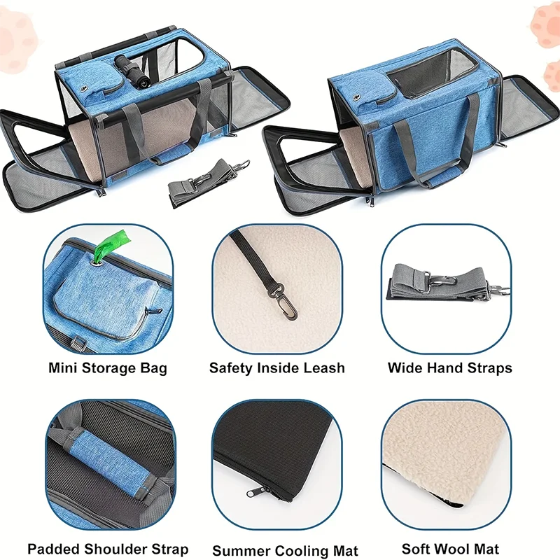 Large Foldable Mesh Pet Carrier