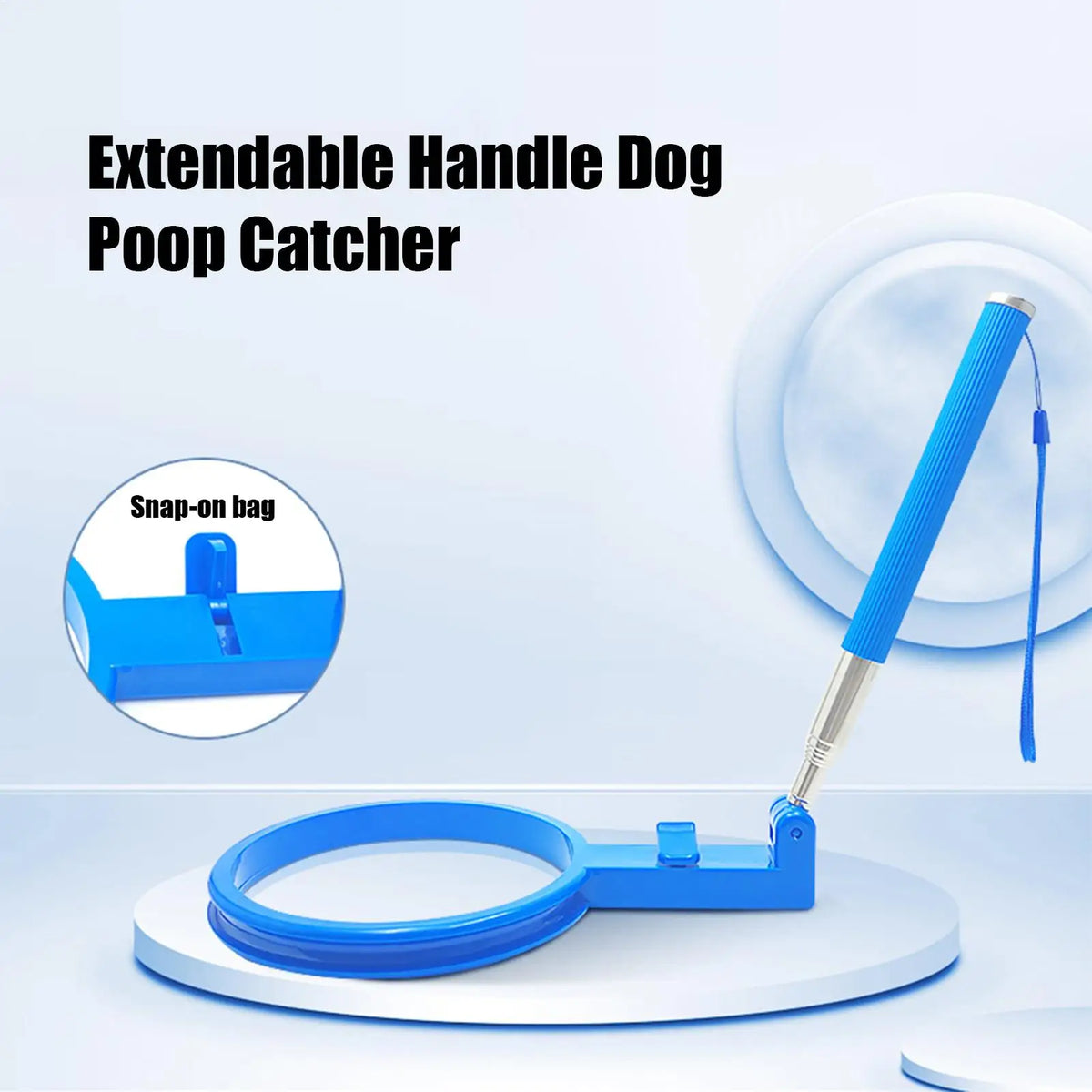 Poop bag dispenser with extendable handle, no-bend pet waste collector, dog poop scooper