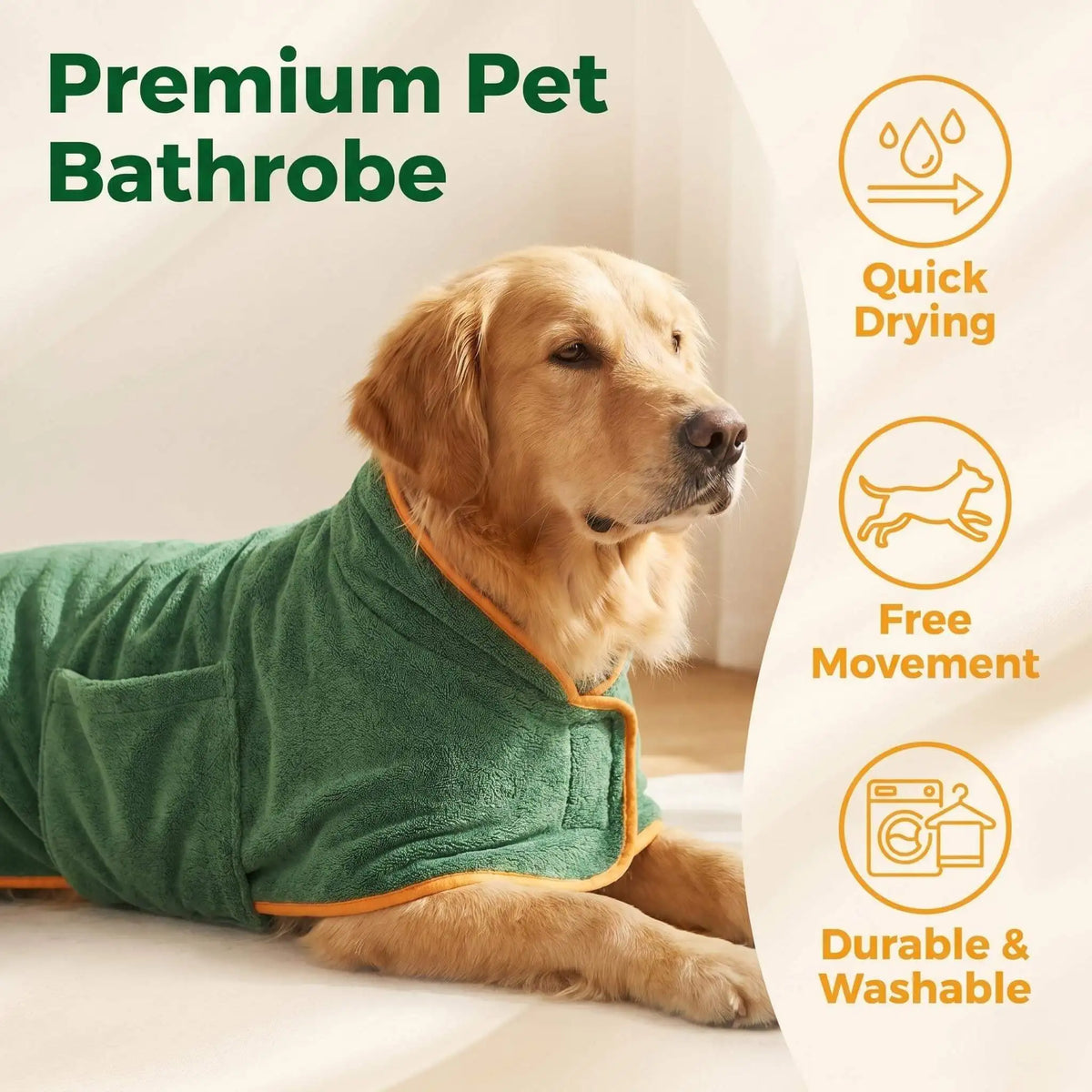 Dog Bathrobe Towel – Absorbent Quick-Dry Full-Body Wrap, XS–L