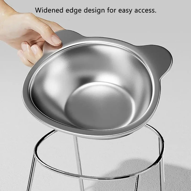 Stainless Steel Raised Cat Bowl – 15° Tilt