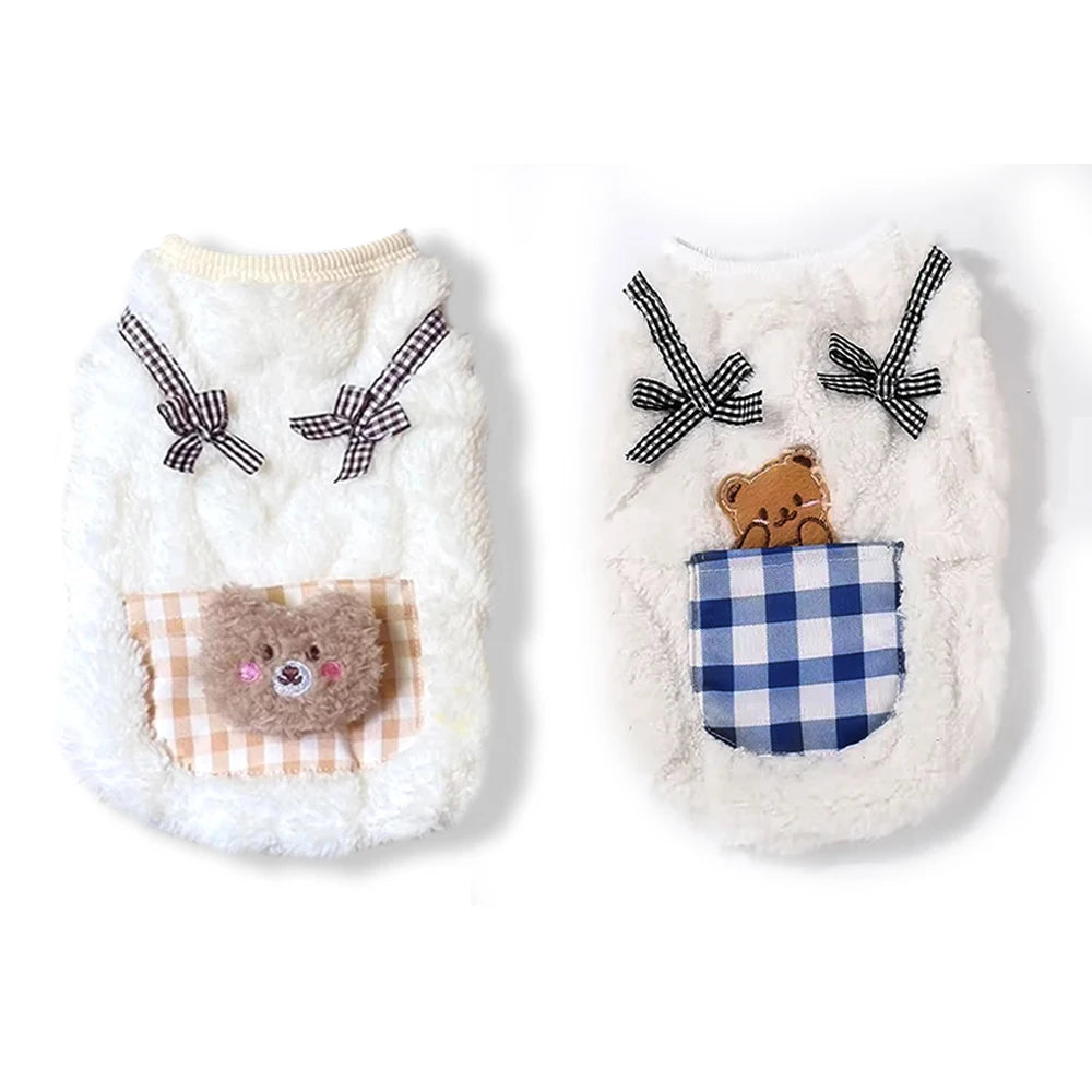 Cute Cat Dog Clothes Winter Plush Vest Soft Fleece Kitten Jacket Warm Puppy Coat Small Dogs Cats Apparel