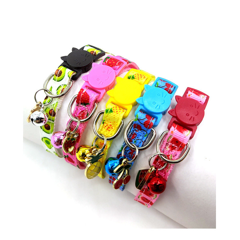 Fruit Print Cat Collar with Bell – 5 Designs