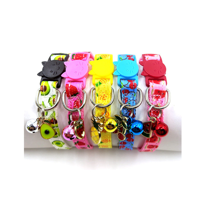 Fruit Print Cat Collar with Bell – 5 Designs