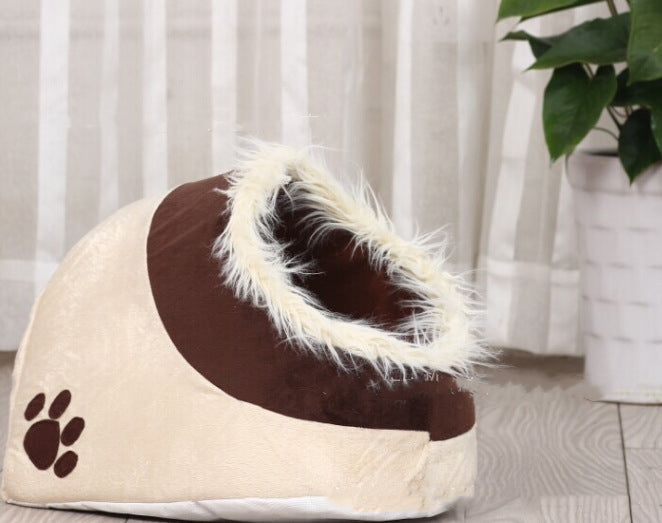 Cozy Pet House Bed – Khaki, 40 × 35 × 35 cm