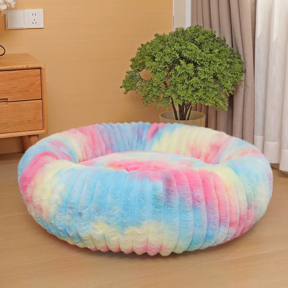 40-80cm Fluffy Pets Dogs Beds Large Round Dog Bed Super Warm Soft Cat House Plush Cat Nest Winter Big Bed