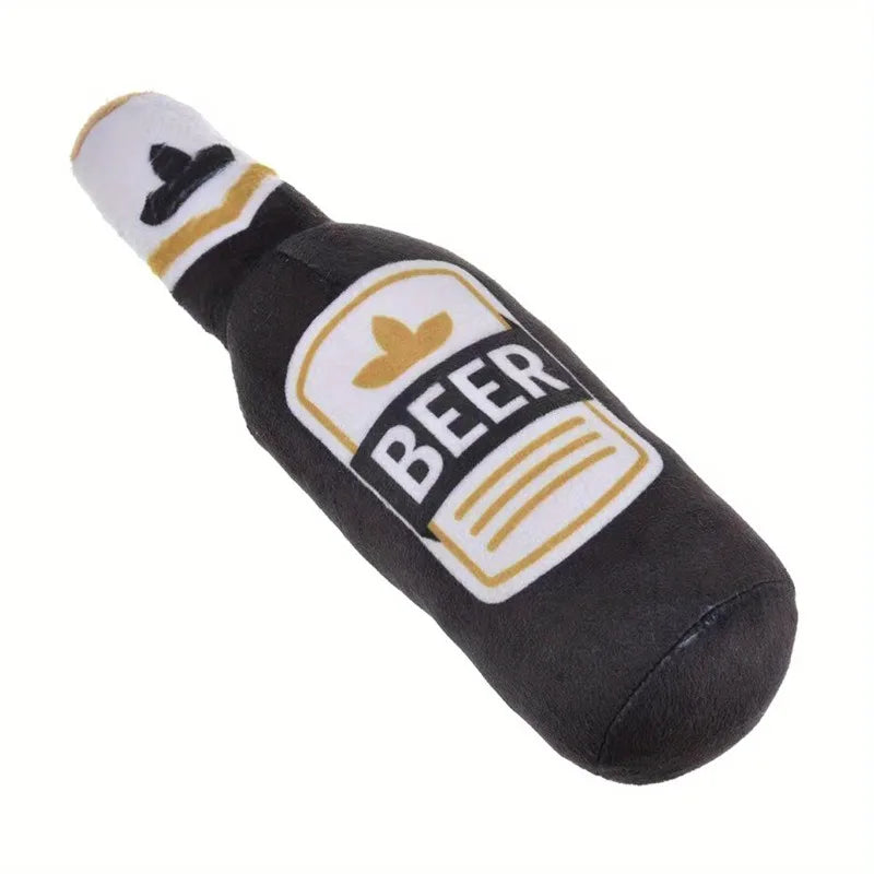 Realistic Beer Bottle Shape, Squeaking Dog Toy. Interactive Play, Bite Resistant and Wear-resistant. Easy To Clean