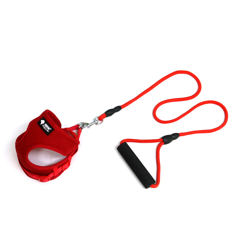 Dog Harness & Leash Set – Soft Mesh Vest with Foam-Handle Rope Leash, 4 Colors