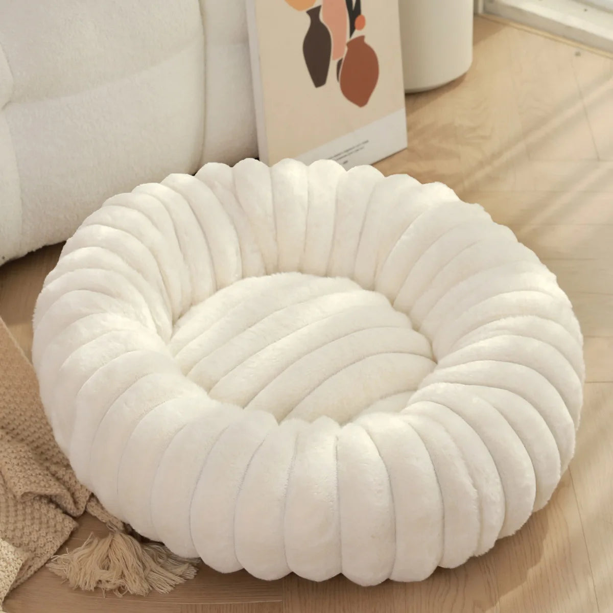 40-80cm Fluffy Pets Dogs Beds Large Round Dog Bed Super Warm Soft Cat House Plush Cat Nest Winter Big Bed