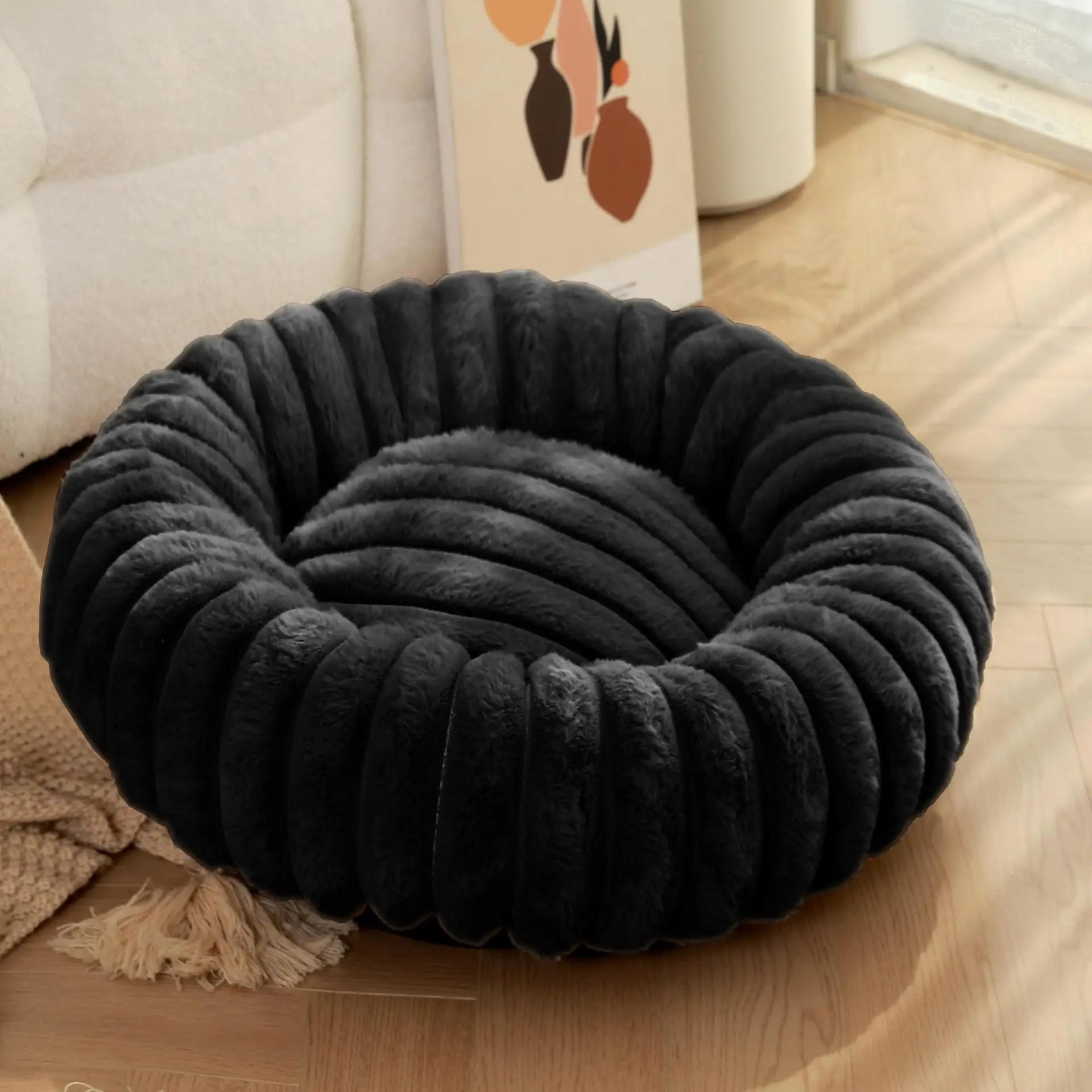 40-80cm Fluffy Pets Dogs Beds Large Round Dog Bed Super Warm Soft Cat House Plush Cat Nest Winter Big Bed