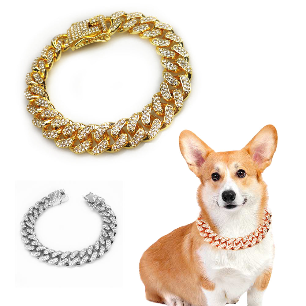 Cuban Link Chain Dog Collar – Gold, Silver or Rose Gold