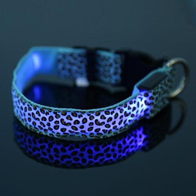 LED Leopard Print Dog Collar – Night Safety, XS–XL
