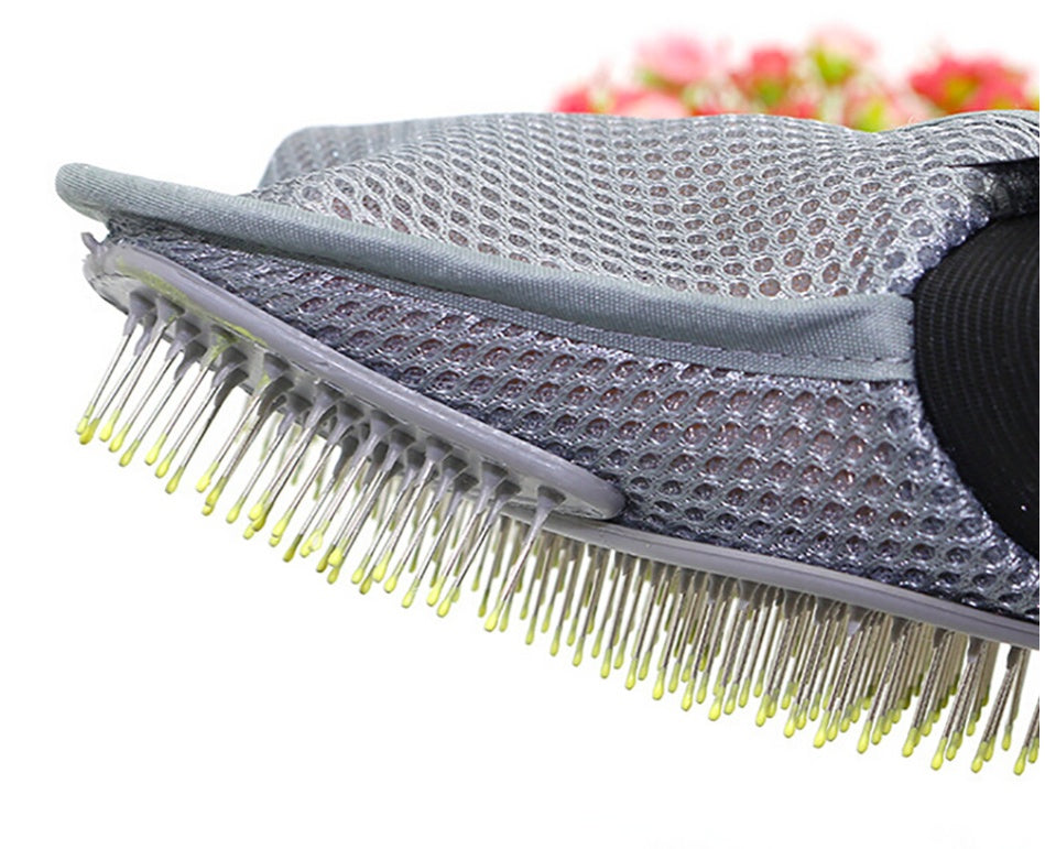 Steel Pin Pet Massage Glove – Deshedding Brush