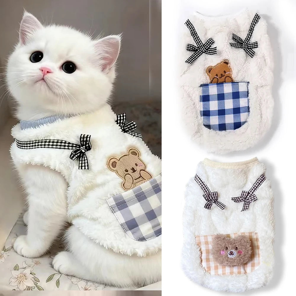 Cute Cat Dog Clothes Winter Plush Vest Soft Fleece Kitten Jacket Warm Puppy Coat Small Dogs Cats Apparel