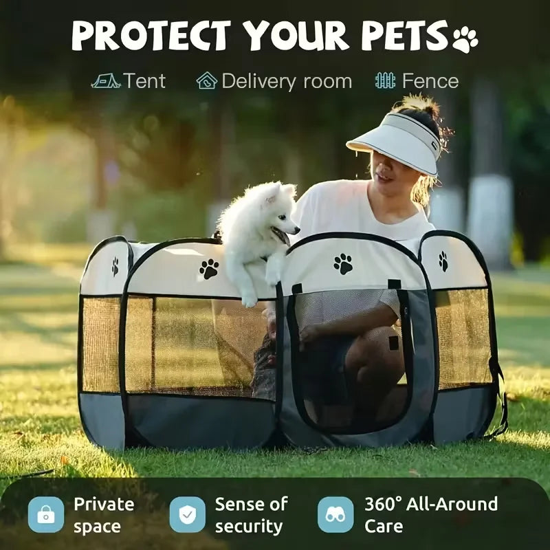 Octagonal Oxford Pet Playpen with Zip Cover