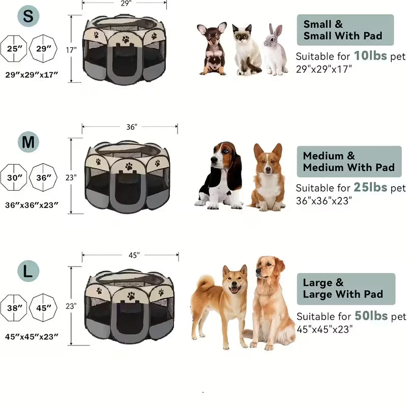 Octagonal Oxford Pet Playpen with Zip Cover