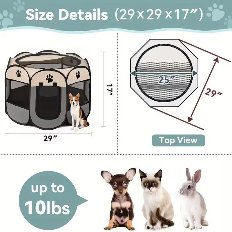 Octagonal Oxford Pet Playpen with Zip Cover